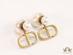 Gold plated alphabet earrings with white pearls