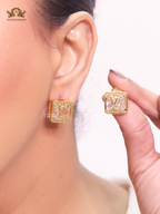 Alphabet V square studs