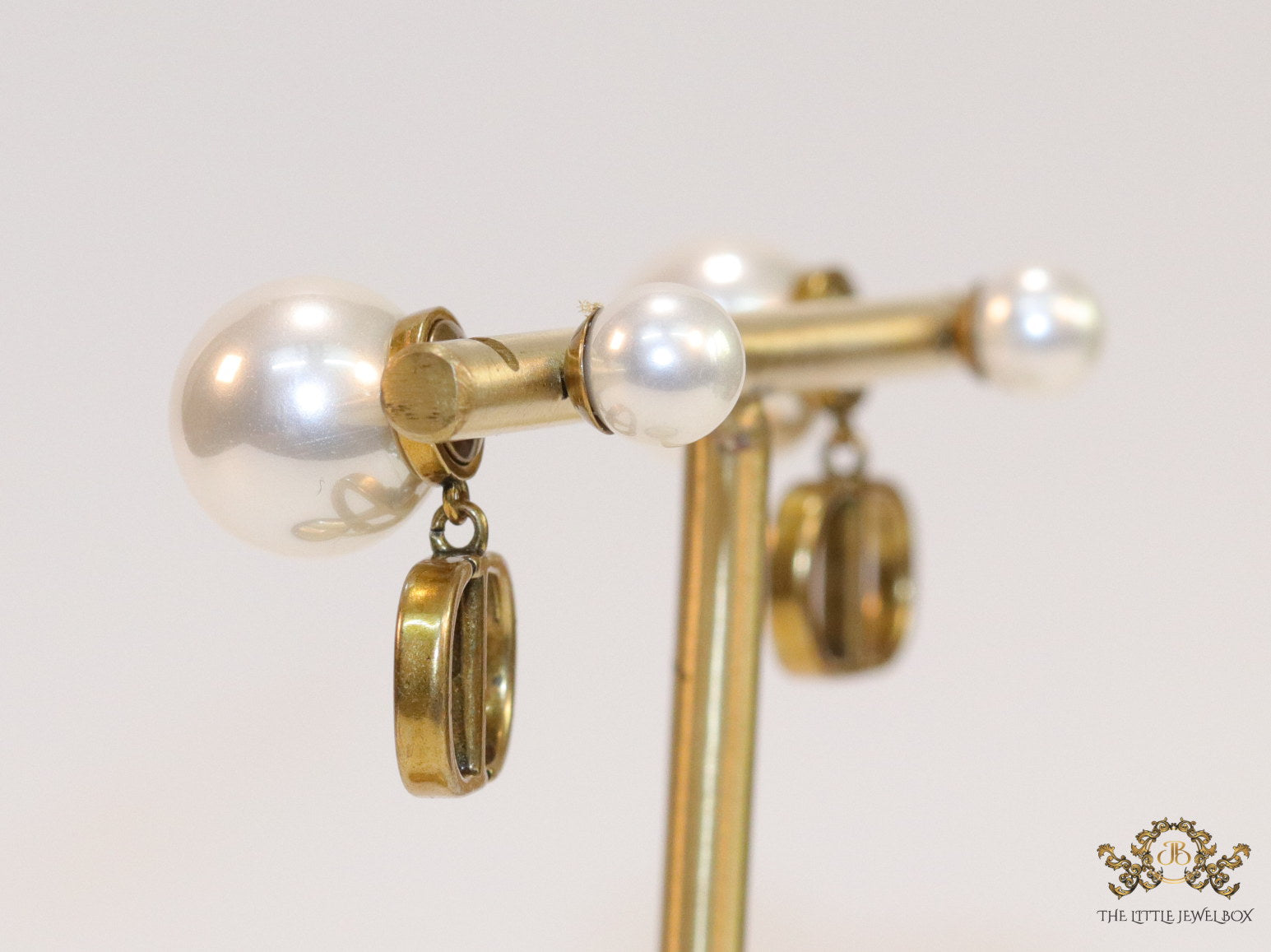Gold plated alphabet earrings with white pearls