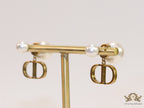 Gold plated alphabet earrings with white pearls