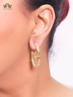 Alphabet V oval Hoops with CZ 35 mm
