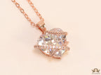 Rose gold chain necklace with heart shape fancy cz pendant and earrings