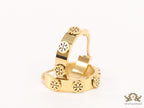 Gold plated hoop earrings with double T motifs