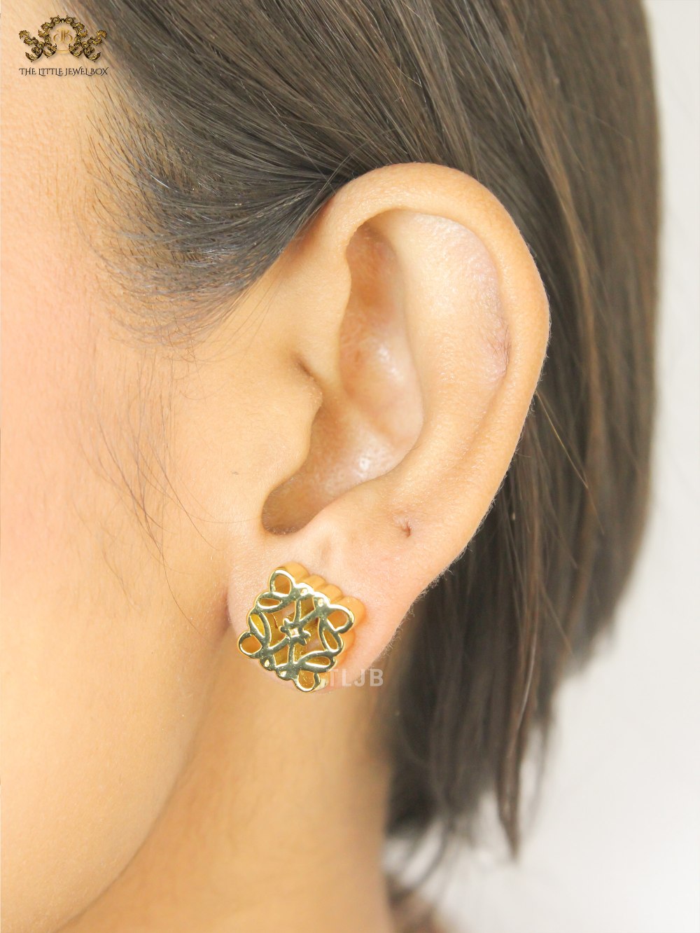 Alphabet LW Geometric Gold Studs