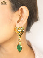 Double C Emerald Heart Drops earrings