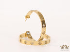Gold plated hoop earrings with double T motifs 38 mm