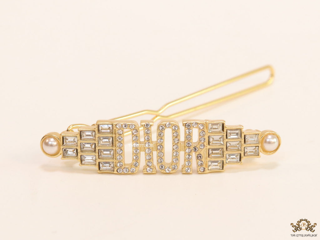 Gold-Plated Hair Pin with Silver crystals and studs