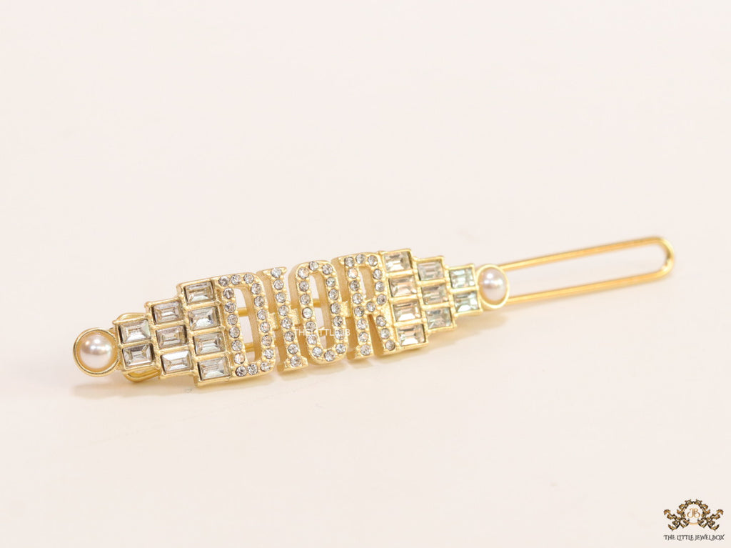 Gold-Plated Hair Pin with Silver crystals and studs