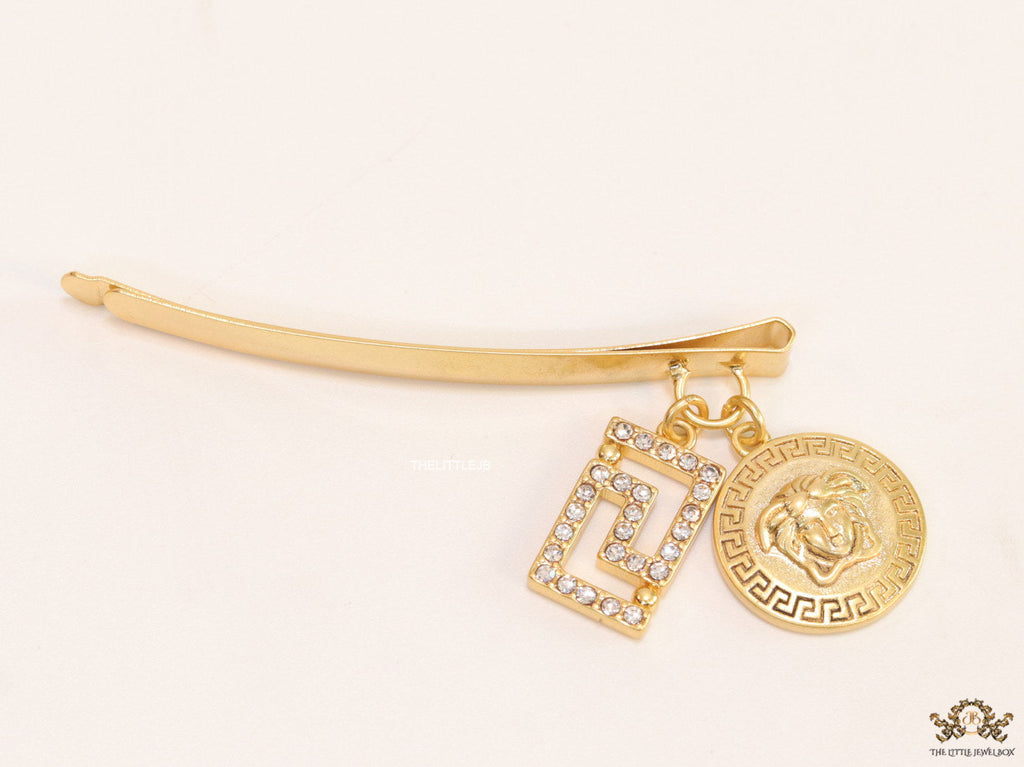 Gold-Plated Hair Pin with Double Charms