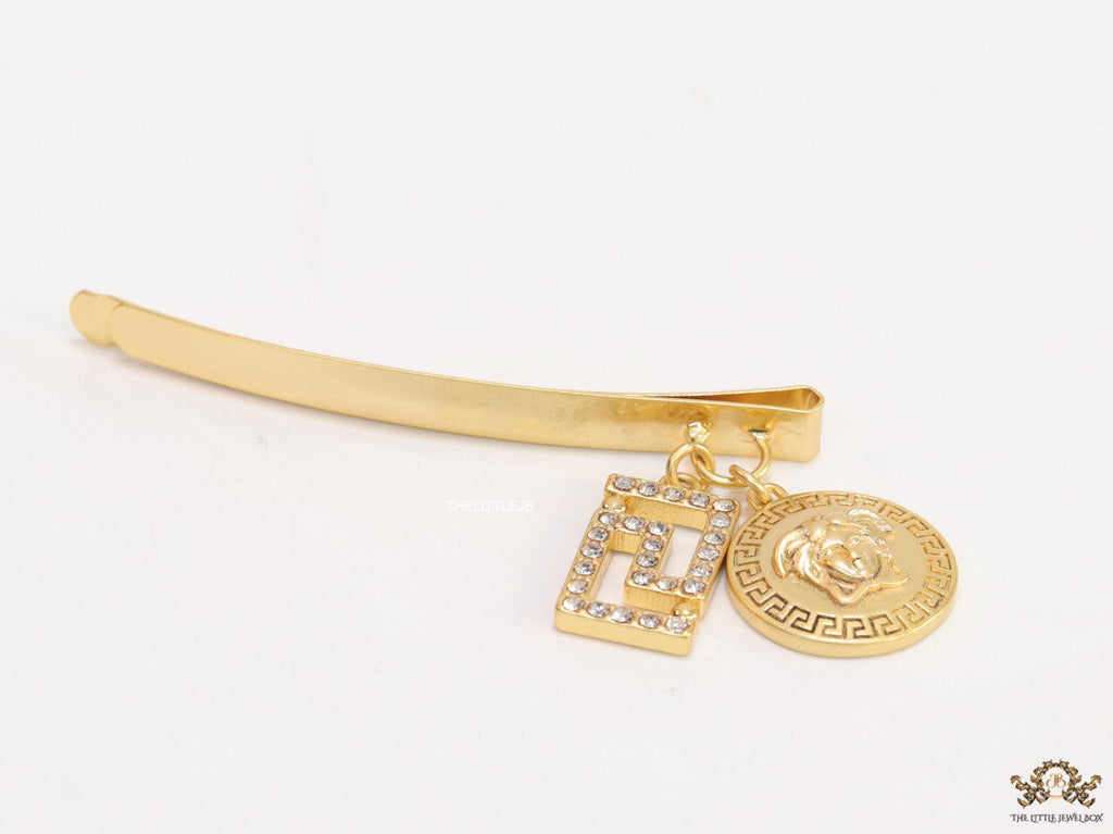 Gold-Plated Hair Pin with Double Charms