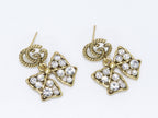 Double G rustic bow dangles with CZ