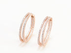 Double layered hoops with CZ in rose gold finish