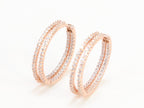 Double layered hoops with CZ in rose gold finish