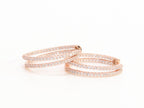 Double layered hoops with CZ in rose gold finish