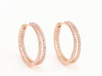 Double layered hoops with CZ in rose gold finish