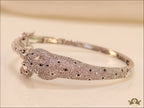 Platinum plated full diamond panther openable bracelet