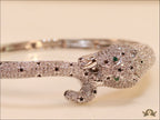 Platinum plated full diamond panther openable bracelet