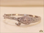 Platinum plated full diamond panther openable bracelet