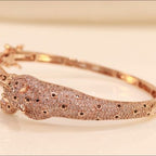 Rose gold plated full diamond panther openable bracelet