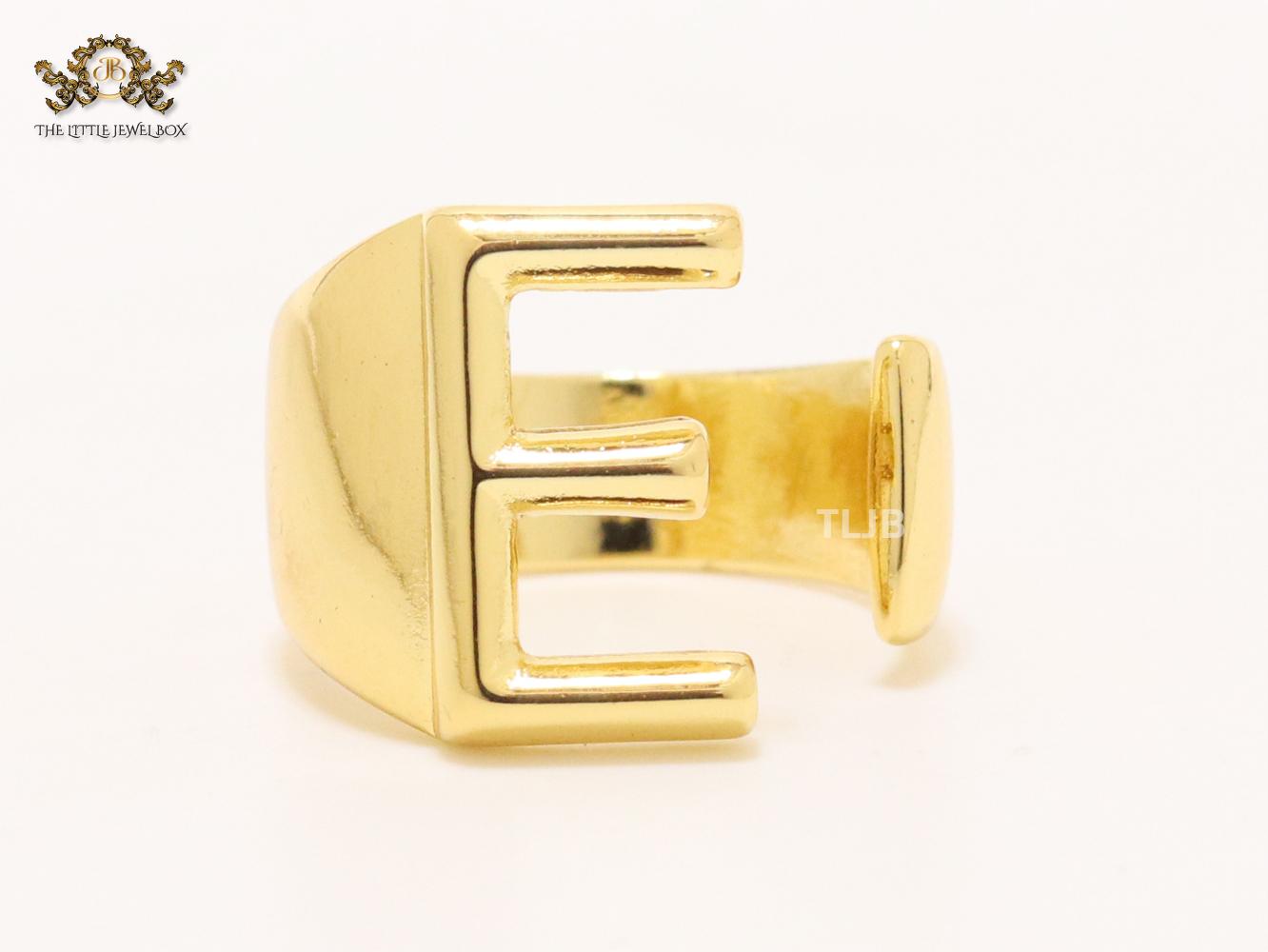 Alphabet Gold Bold Ring - E
