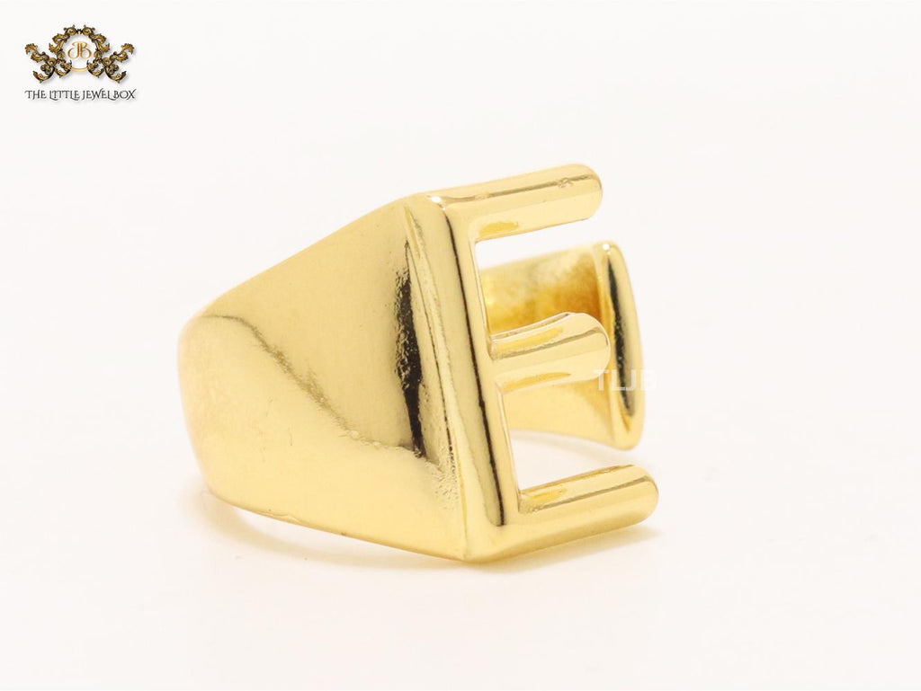 Alphabet Gold Bold Ring - E