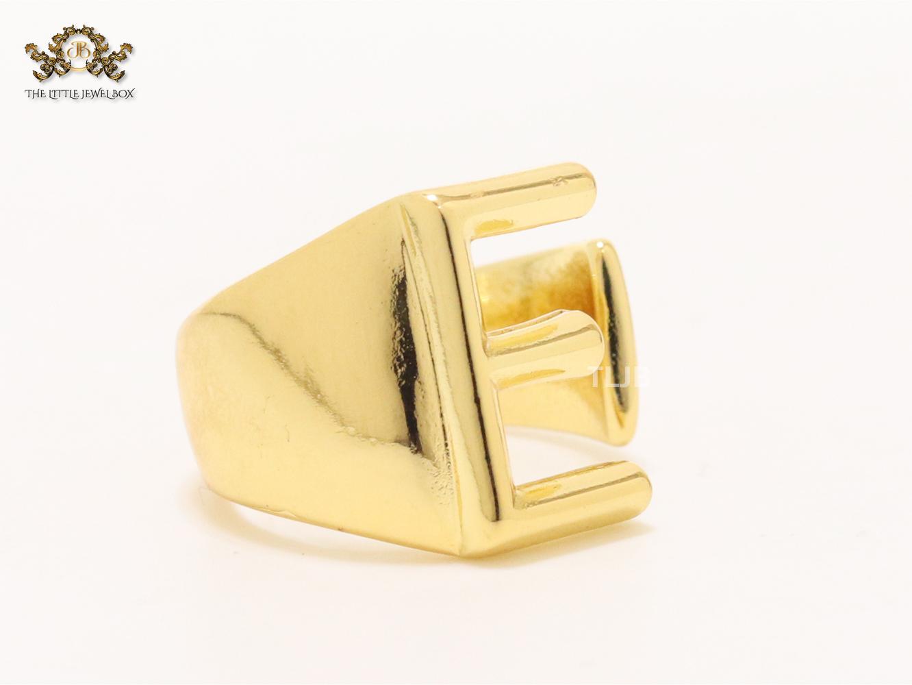 Alphabet Gold Bold Ring - E