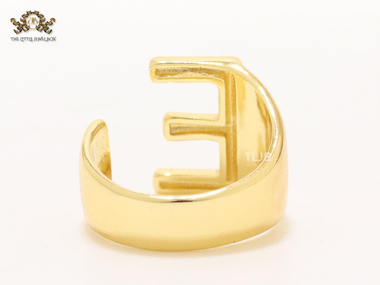 Alphabet Gold Bold Ring - E