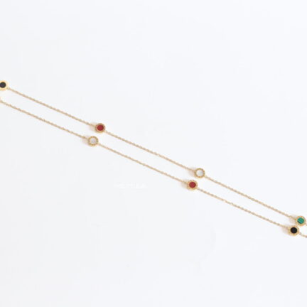 Alphabet BVL Golden chain necklace with multi coloured roman numeral discs