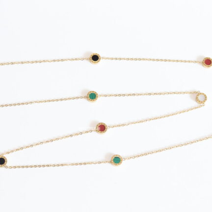 Alphabet BVL Golden chain necklace with multi coloured roman numeral discs