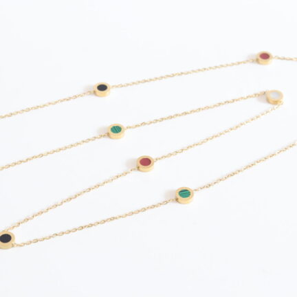 Alphabet BVL Golden chain necklace with multi coloured roman numeral discs