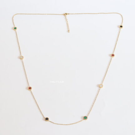 Alphabet BVL Golden chain necklace with multi coloured roman numeral discs