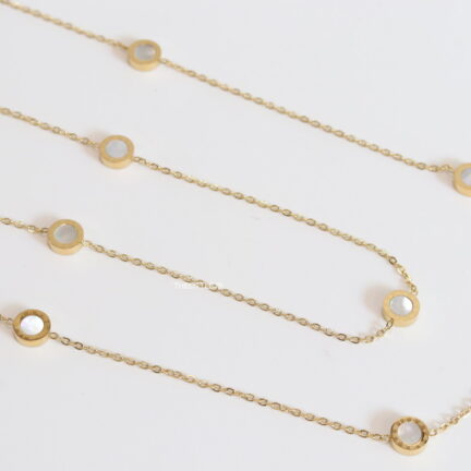 Alphabet BVL Golden chain necklace with MOP roman numeral discs