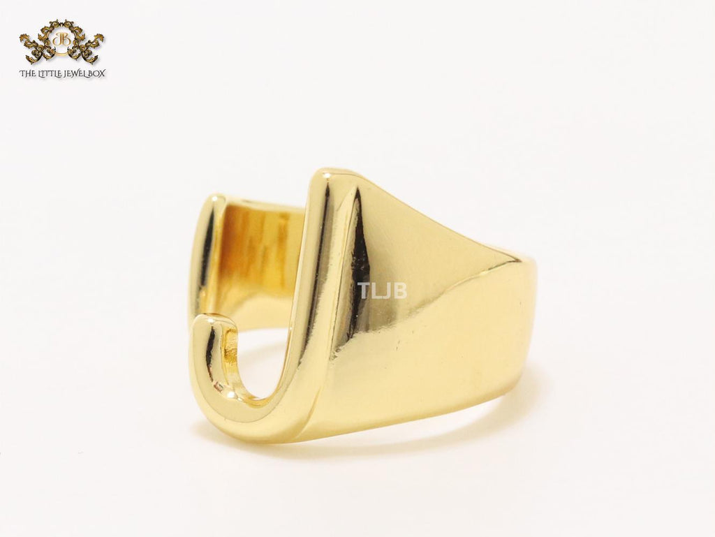 Alphabet Gold Bold Ring - J