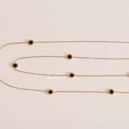 Alphabet BVL Golden chain necklace with black roman numeral discs