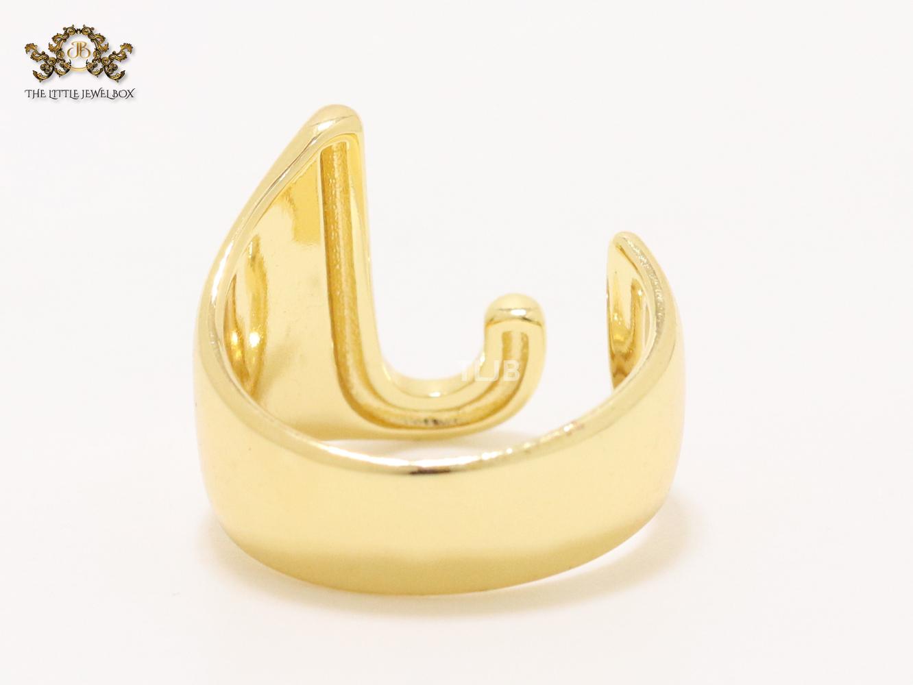 Alphabet Gold Bold Ring - J