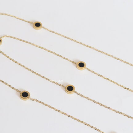 Alphabet BVL Golden chain necklace with black roman numeral discs