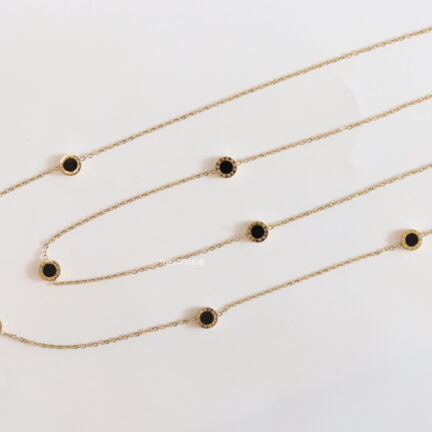 Alphabet BVL Golden chain necklace with black roman numeral discs
