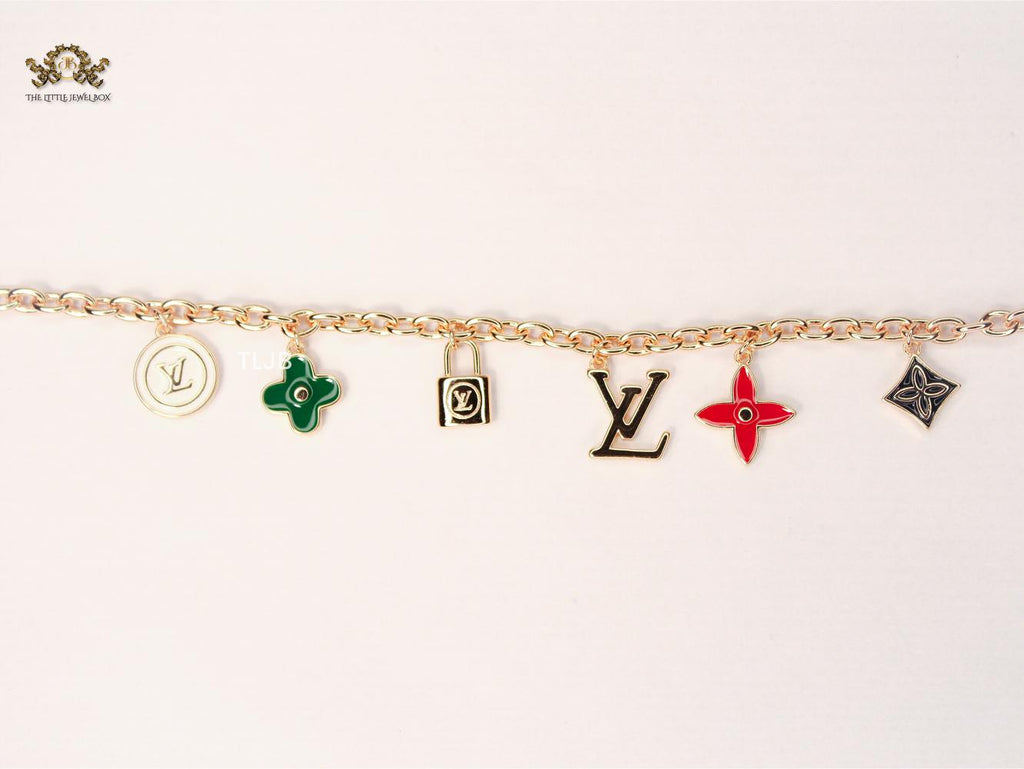 Alphabet LV colourful charm Rose Gold bracelet