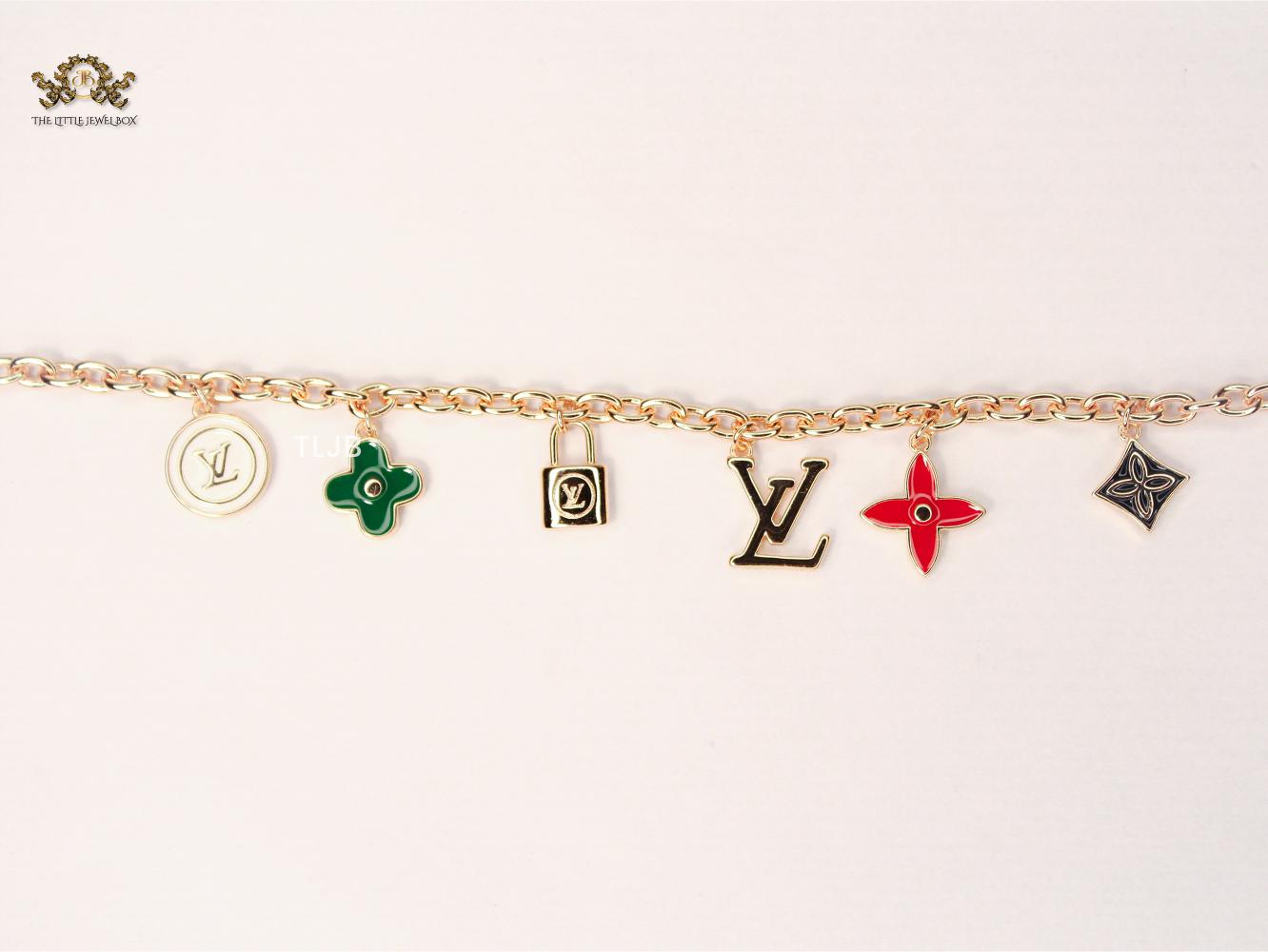 Alphabet LV colourful charm Rose Gold bracelet