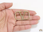 Alphabet V Gold brooch