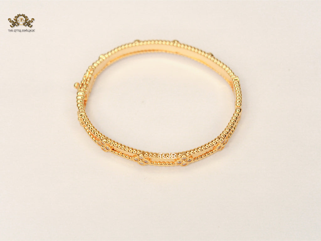 Luna petal Golden CZ Quad Bracelet