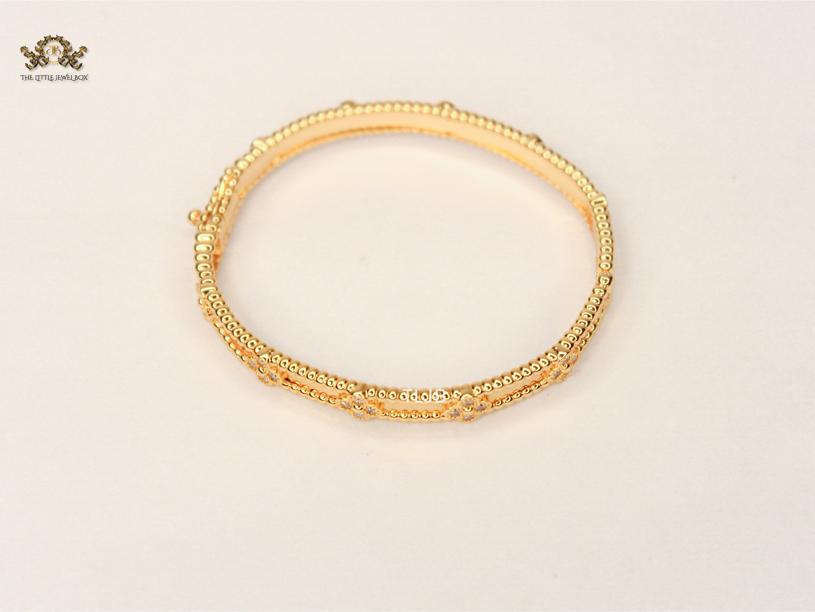 Luna petal Golden CZ Quad Bracelet