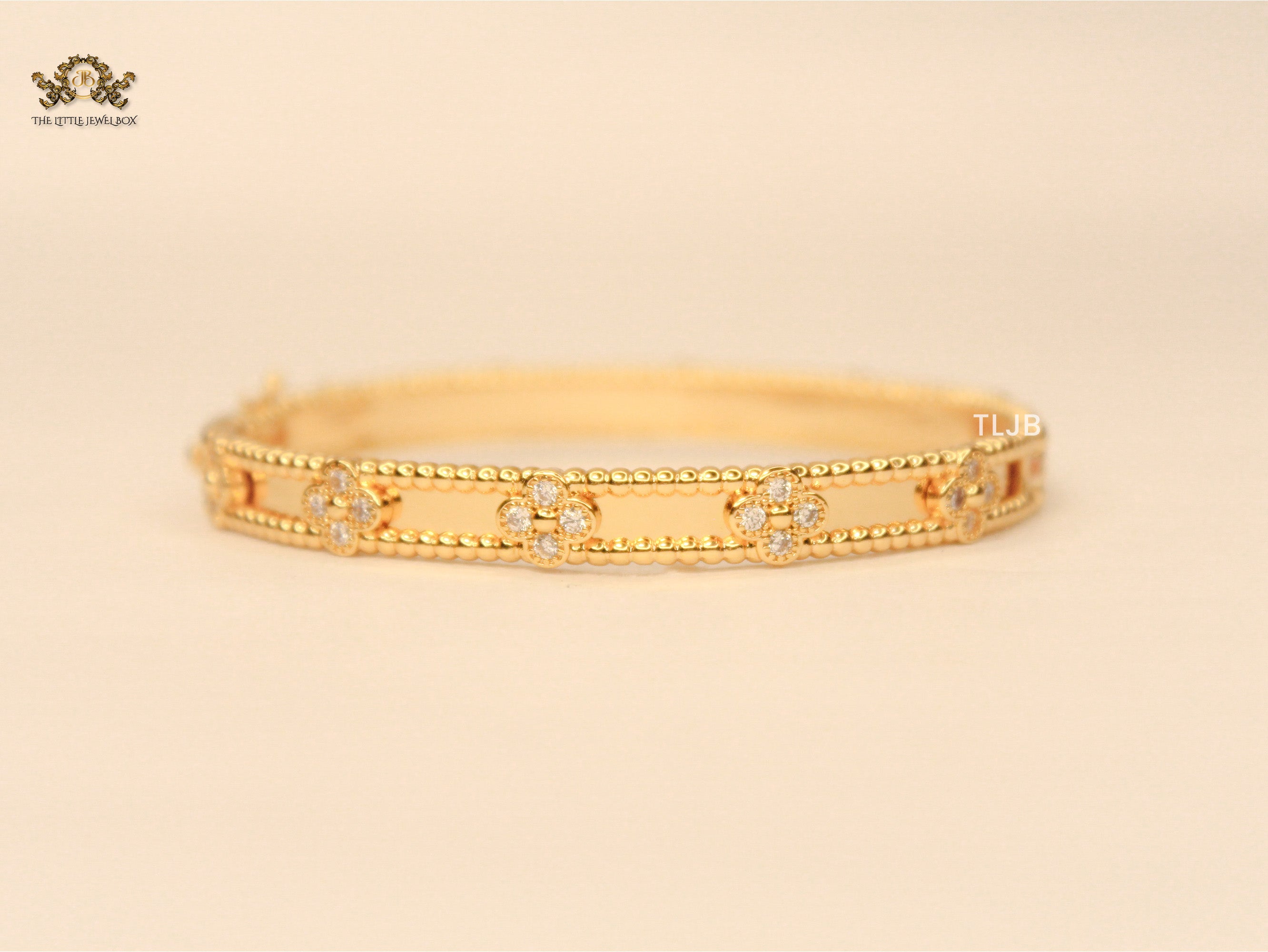 Luna petal Golden CZ Quad Bracelet