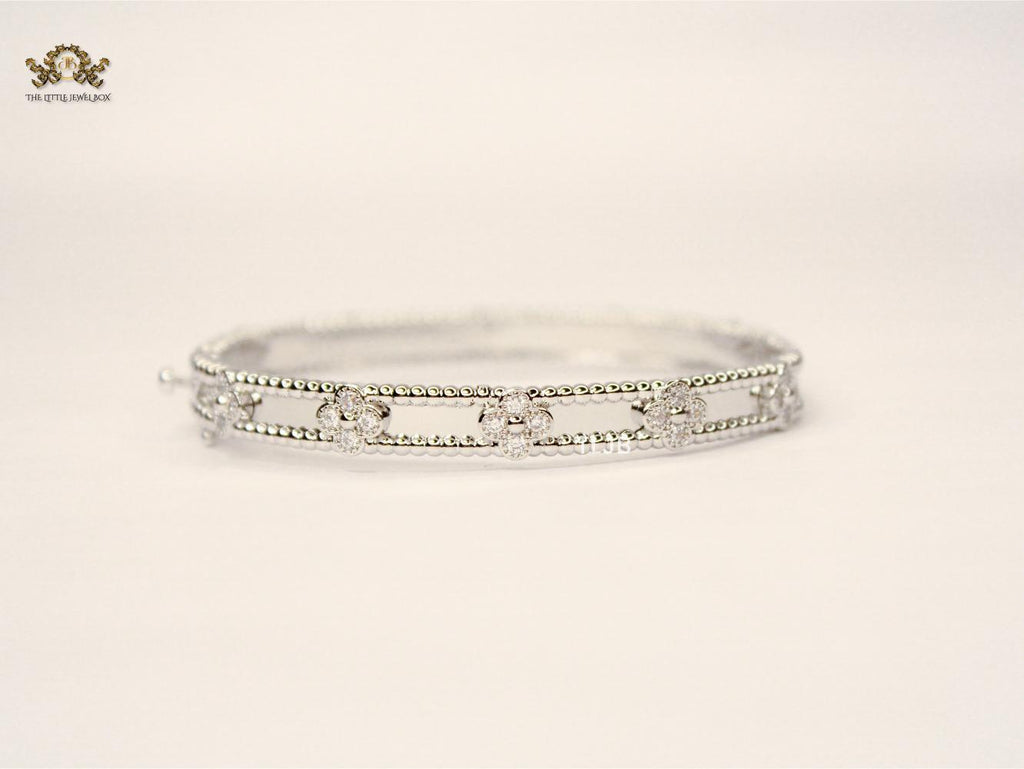 Luna Petal Platinum CZ Quad Bracelet