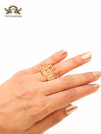 Alphabet Gold Bold Ring - E