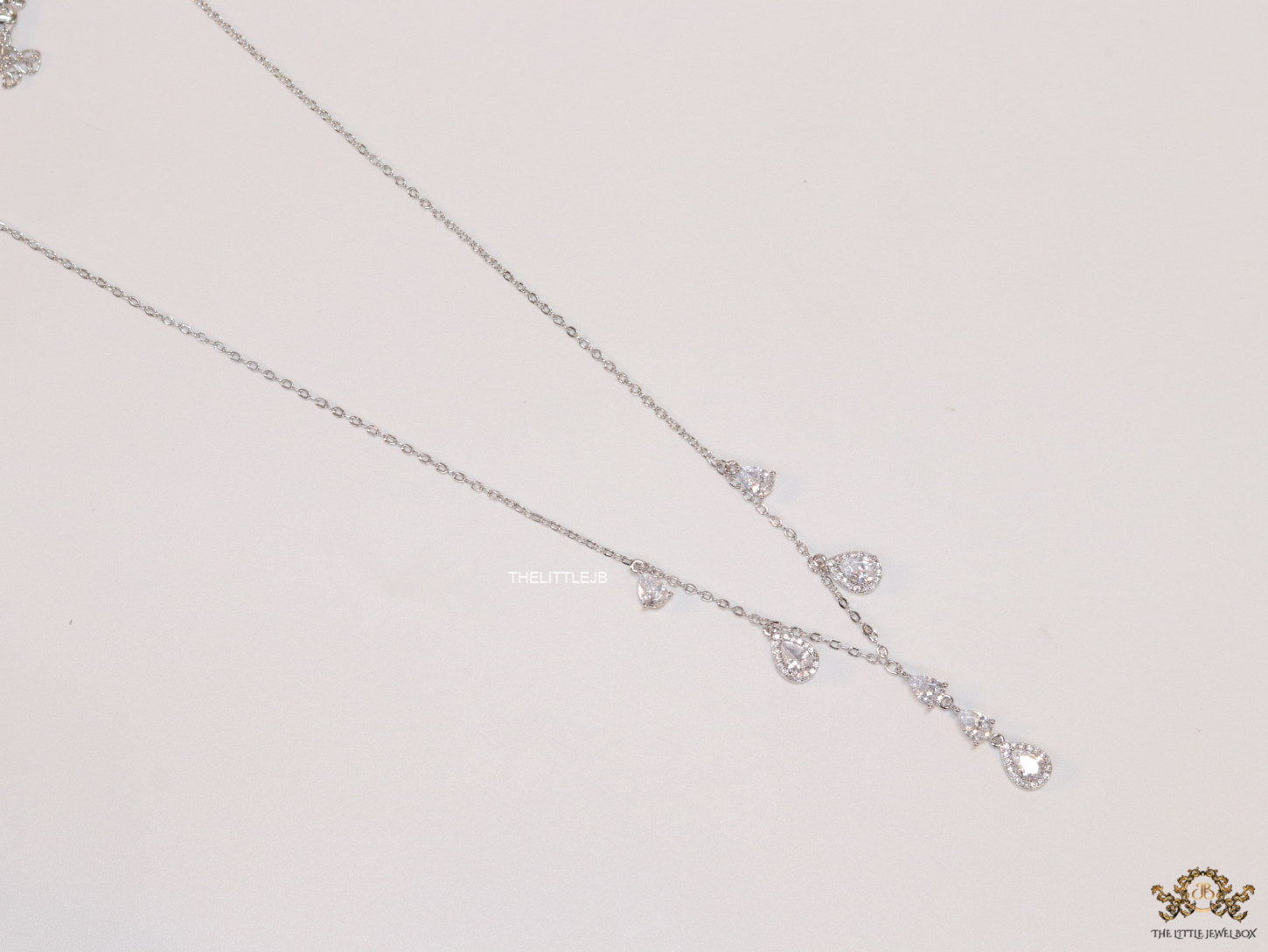 Platinum plated cz drop necklace