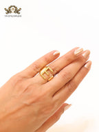 Alphabet Gold Bold Ring - E