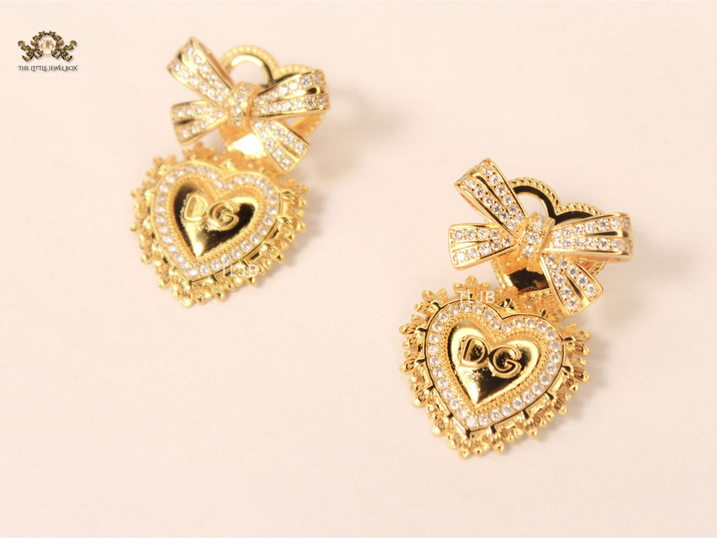 Golden stereo heart earrings