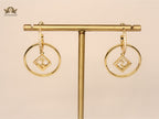 Alphabet F gold and CZ hoop earring