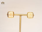 Gold Alphabet B square studs